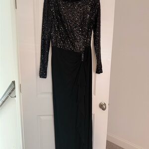Ralph Lauren Black Sequin Long Sleeve Dress